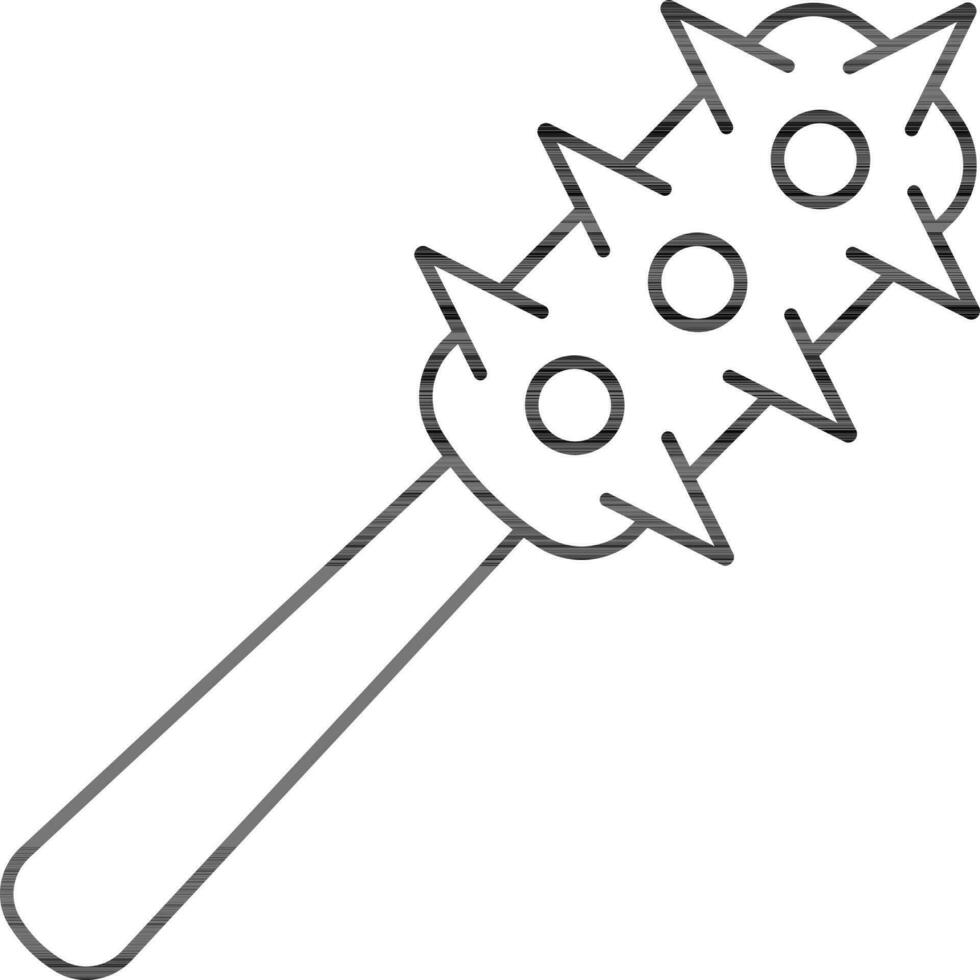 Black Stroke Tactical Mace Flat Icon. vector