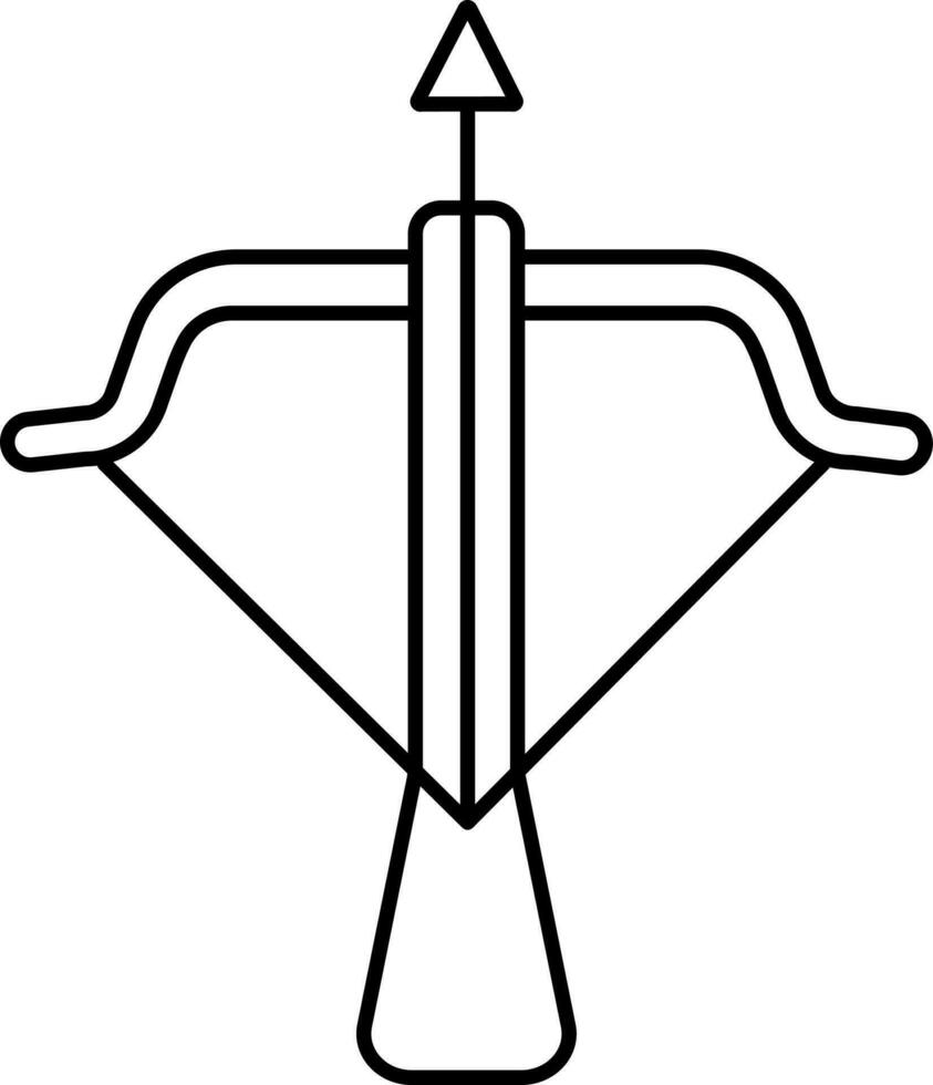 Thin Line Crossbow Icon In Flat Style. vector