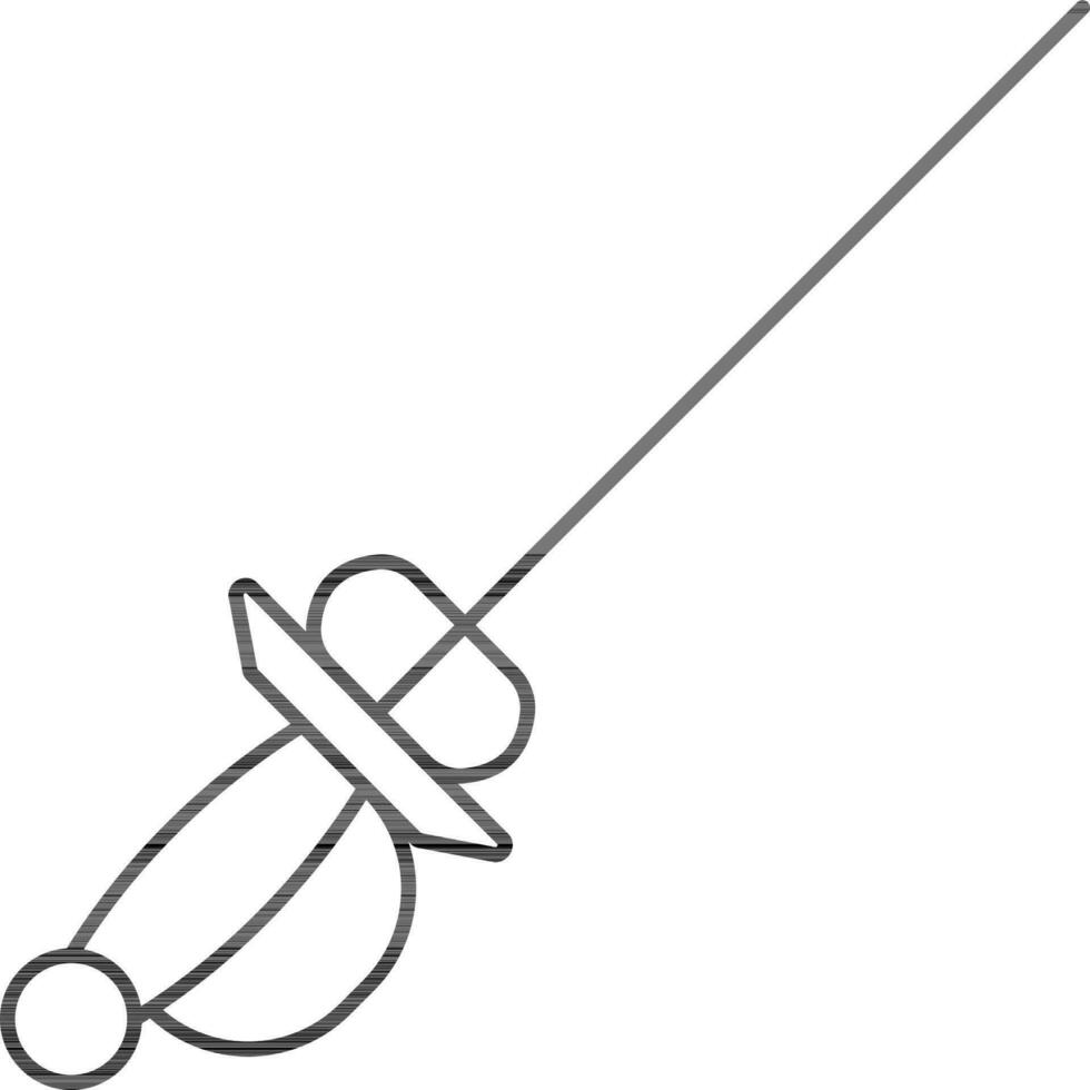 Flat Style Rapier Sword Icon In Black Stroke. vector