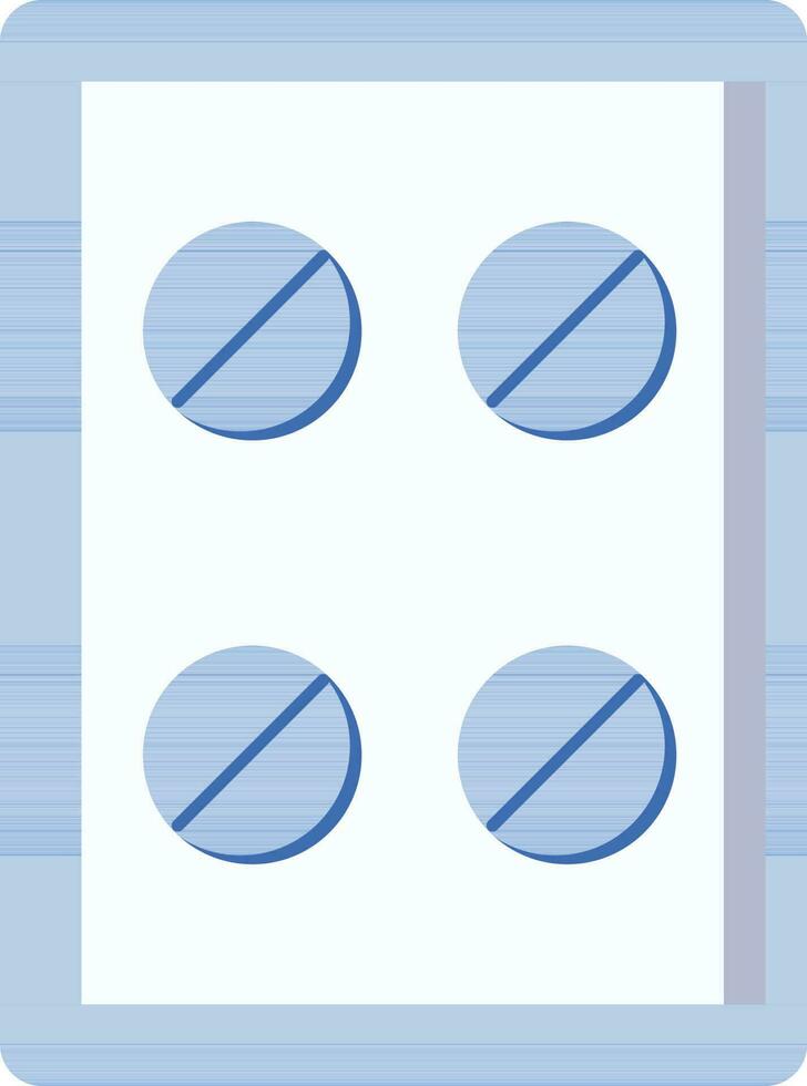 Tablet Strip Icon In Blue And White Color. vector