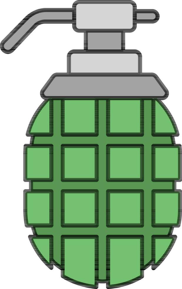 Grenade Icon In Green And Gray Color. vector