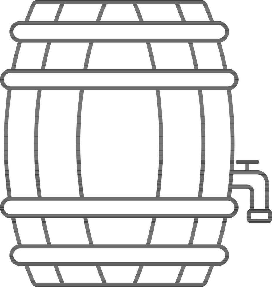 Delgado línea cerveza barril icono en plano estilo. vector