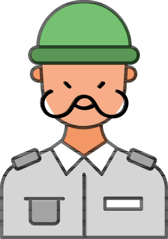 Soldier Icon In Gray And Green Color. vector
