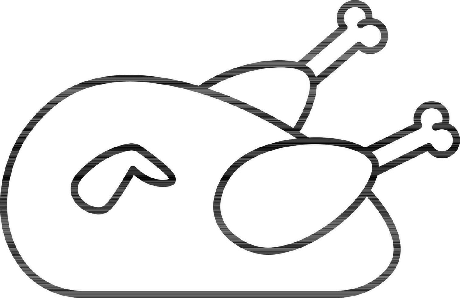 Roasted Chicken Icon In Black Outline. vector