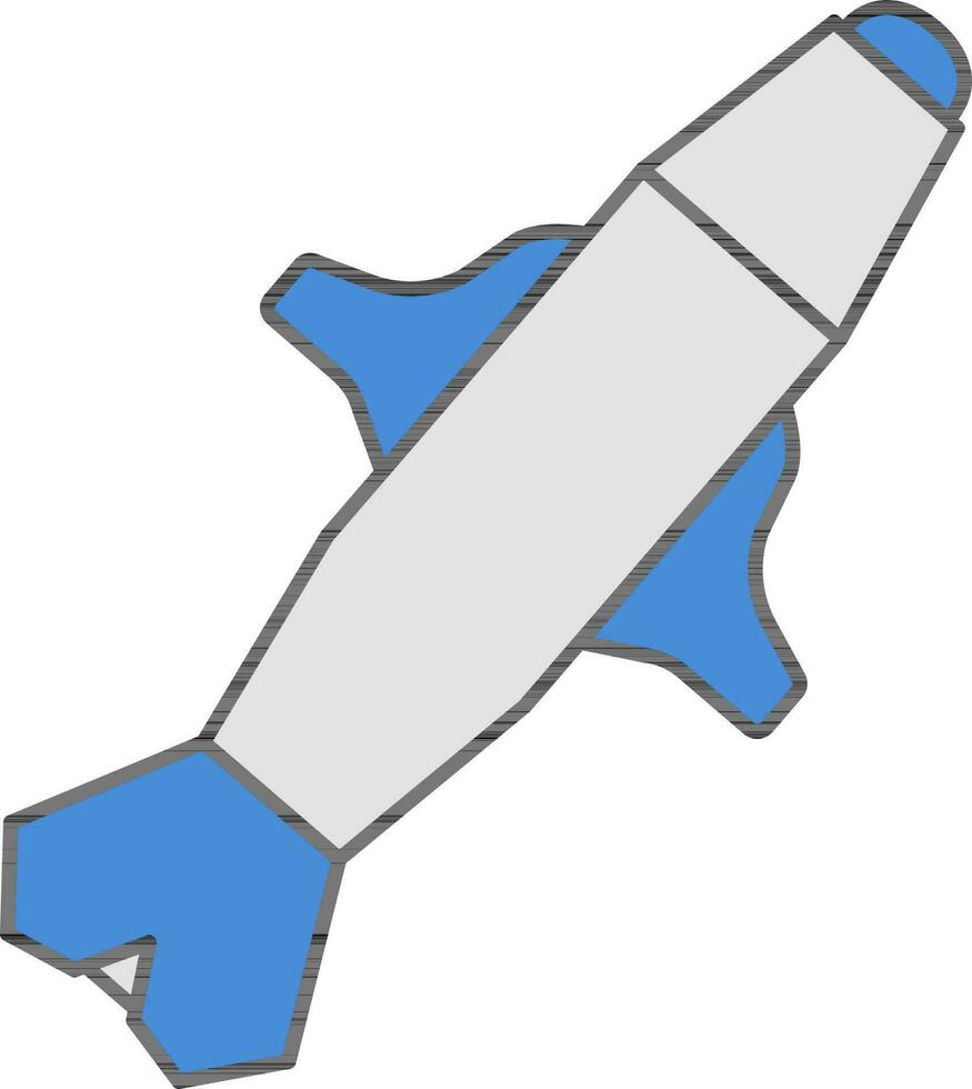 Illustration of Missile Icon in Blue And Grey Color Flat Style. vector