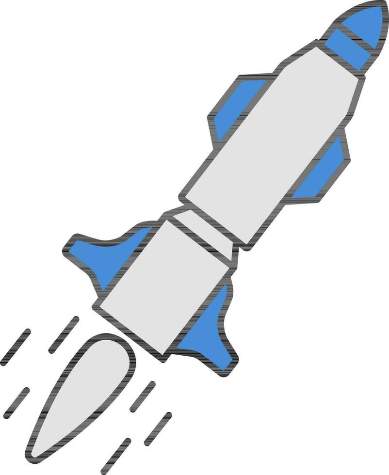 Blue And Grey Color Missile Icon in Flat Style. vector