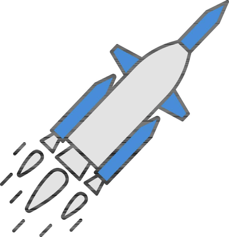 Isolated Missile or Rocket Icon in Blue And Grey Color. vector