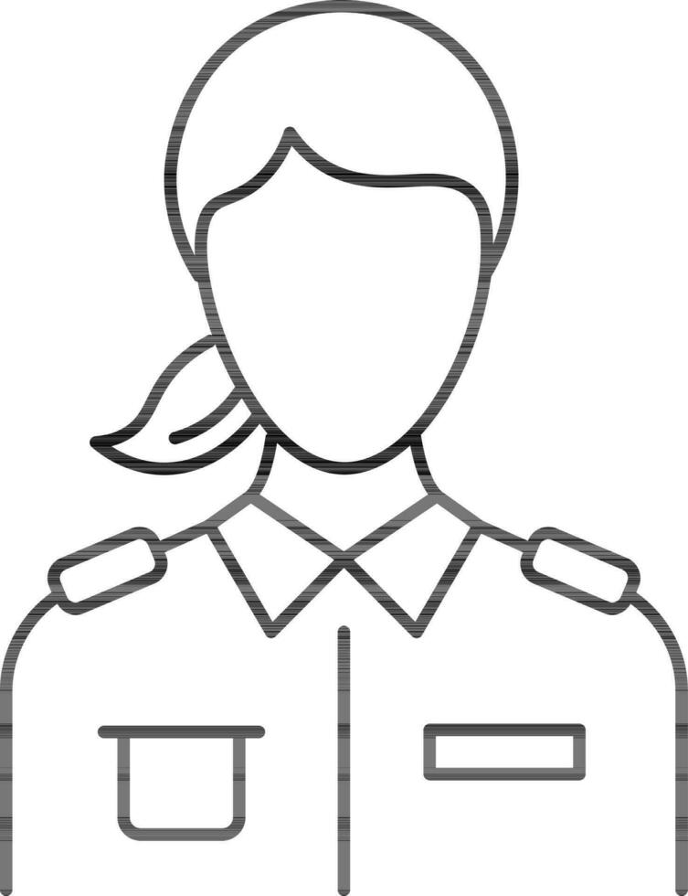 Soldier Woman Icon In Thin Line Art. vector