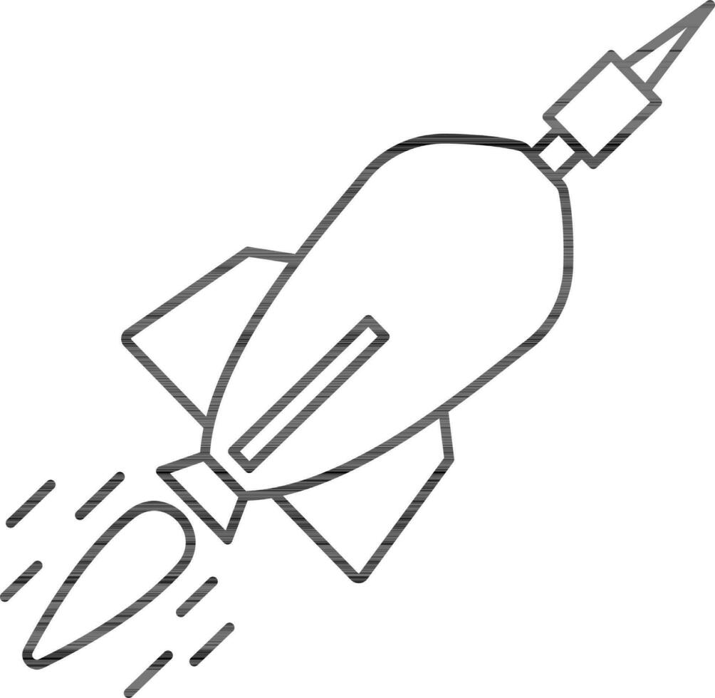 aislado misil o cohete icono en plano estilo. vector