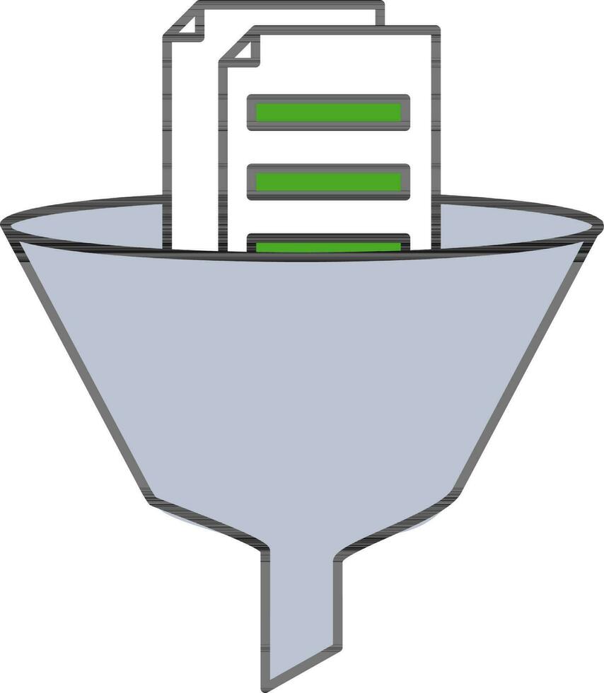 Flat Style Data Filter Green And Blue Icon. vector