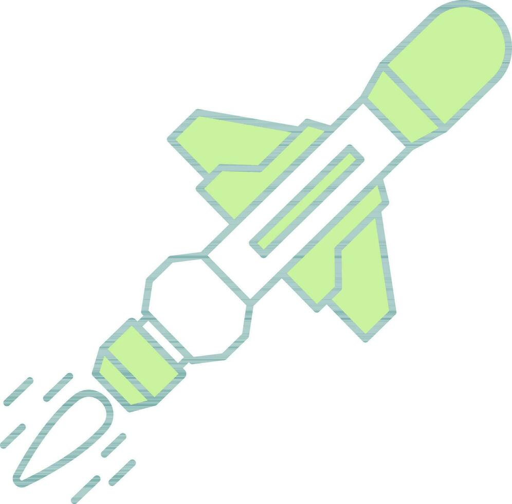 Illustration of Missile Icon in Green And White Color. vector