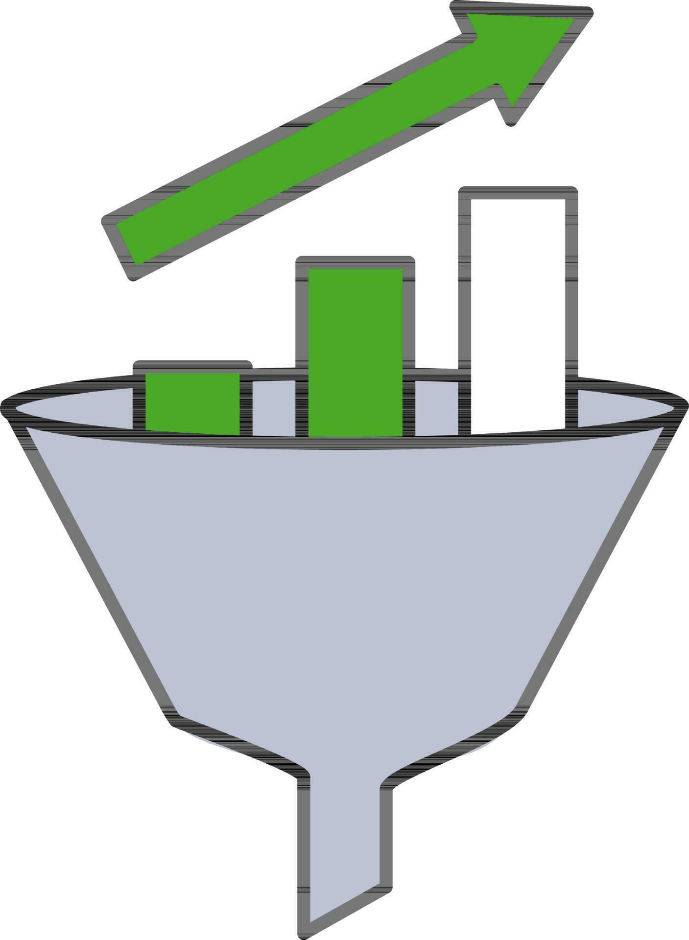 Growing Funnel Or Filter Bar Graph Blue And Green Icon. 24464373 Vector