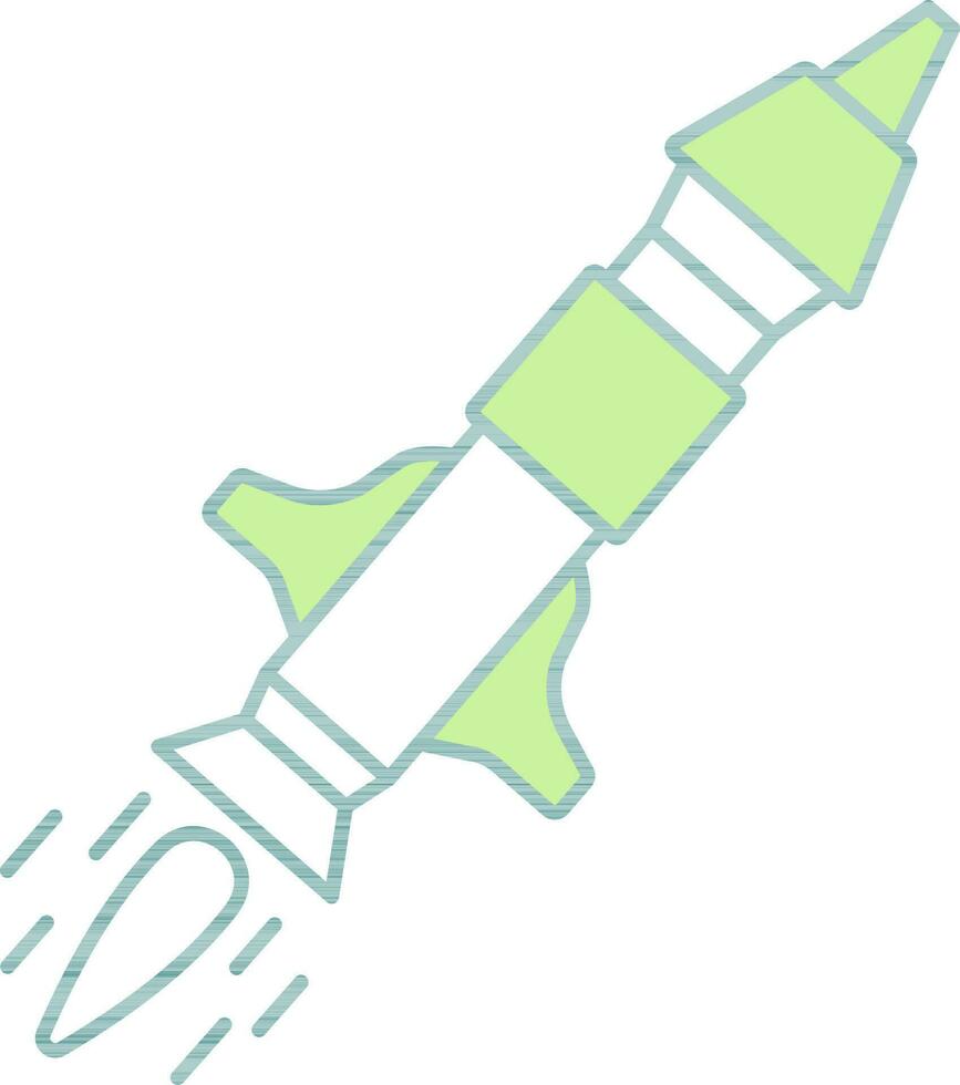 Illustration of Missile Icon in Green And White Color. vector