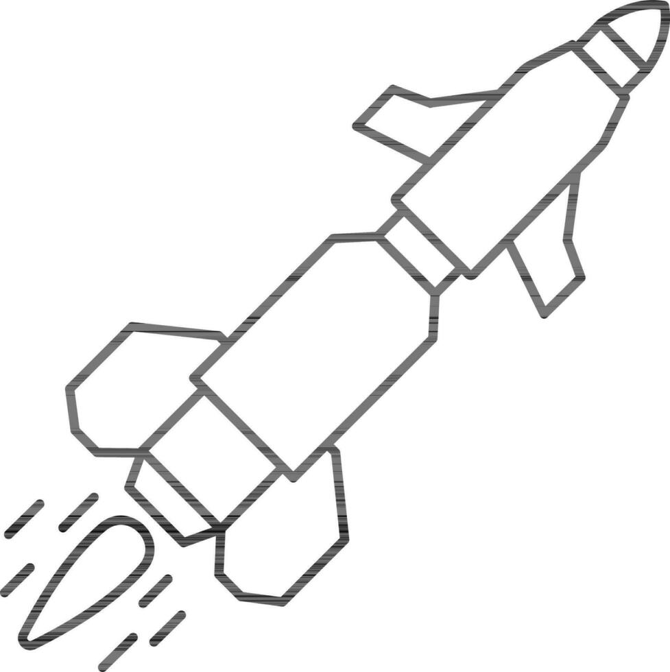 Illustration of Missile Icon in Thin Line Art. vector