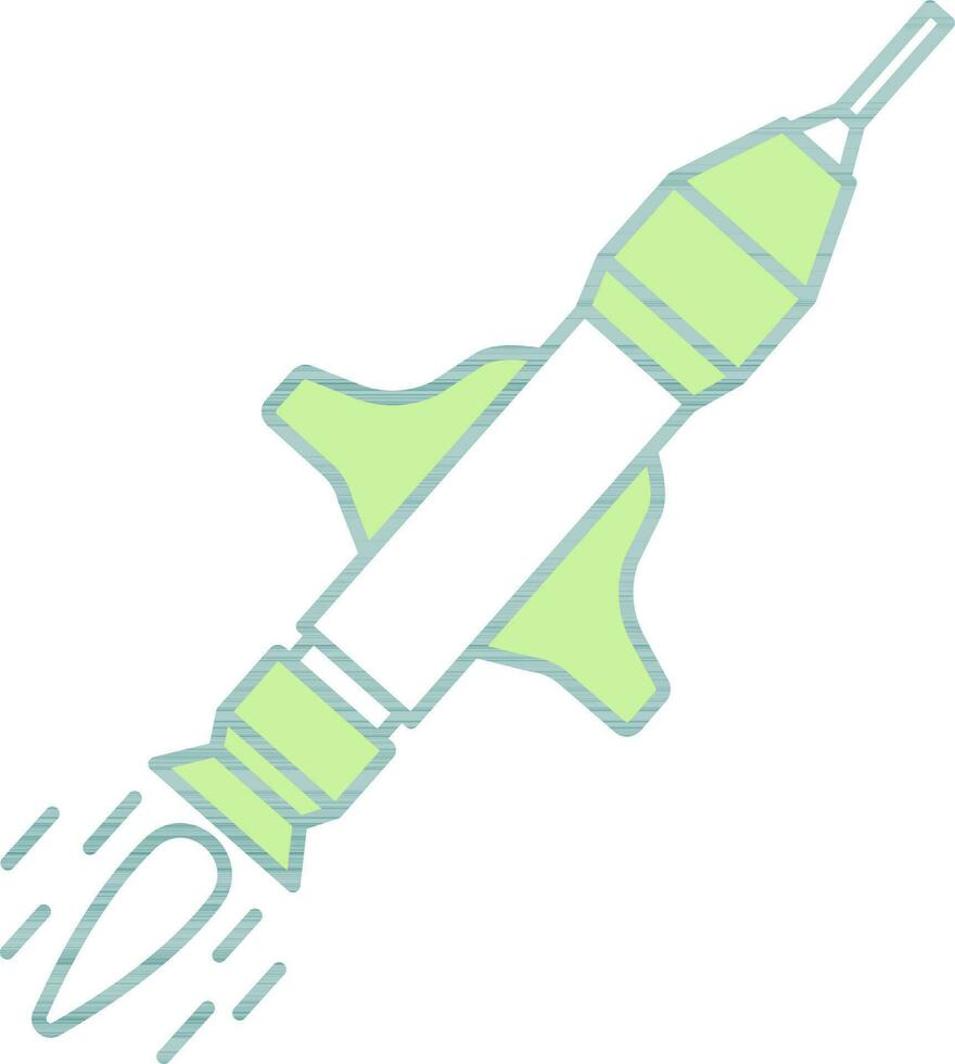 aislado misil o cohete icono en verde y blanco color. vector