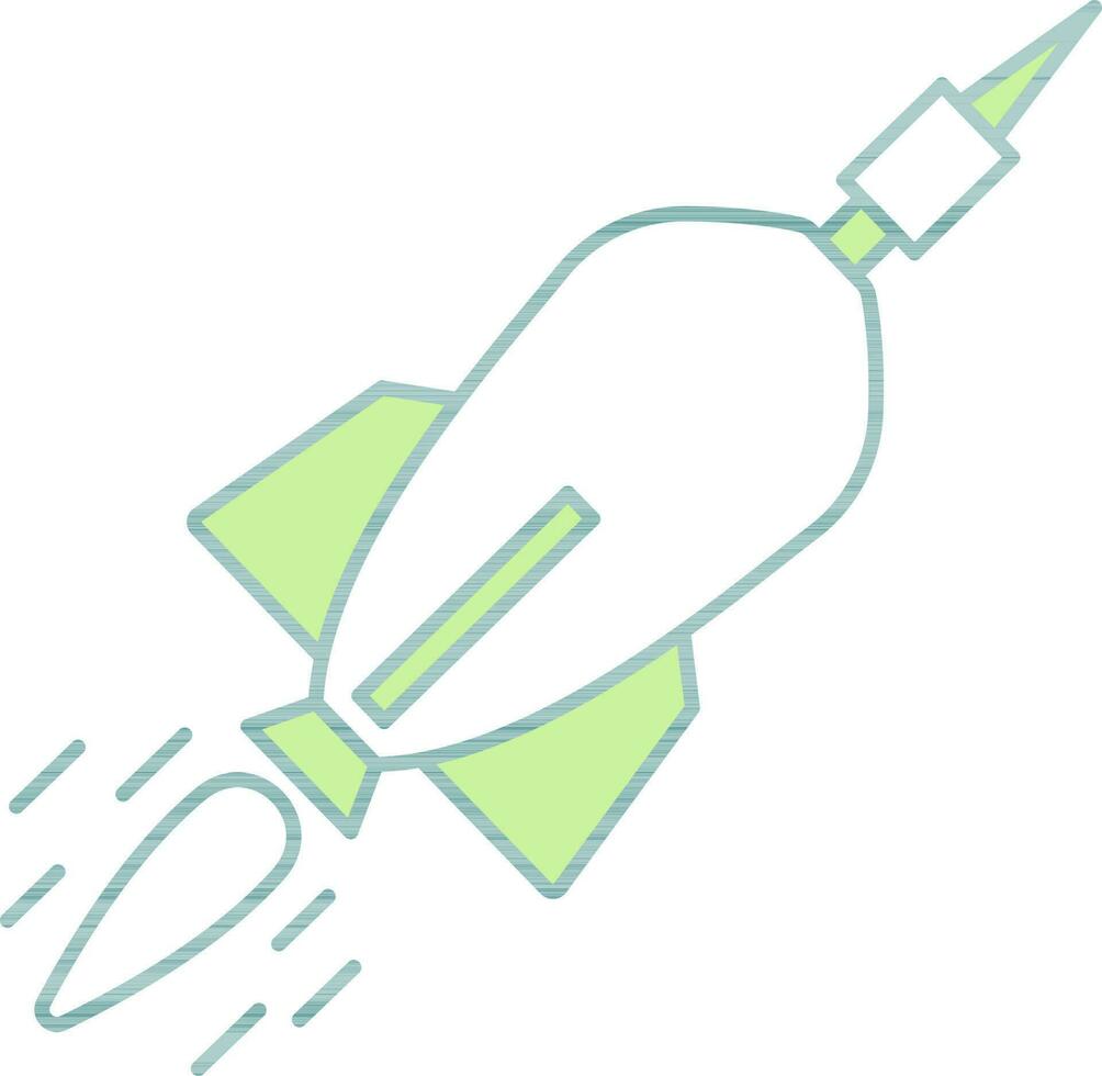 Illustration of Missile Icon in Green And White Color. vector