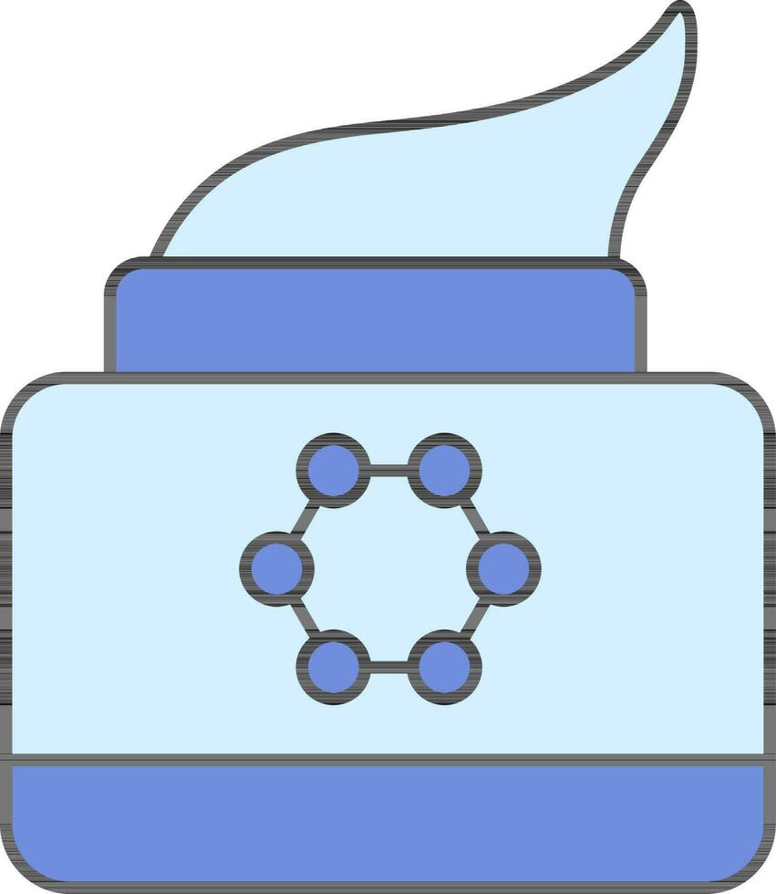 Cell Symbol On Cream Jar Icon In Blue Color. vector