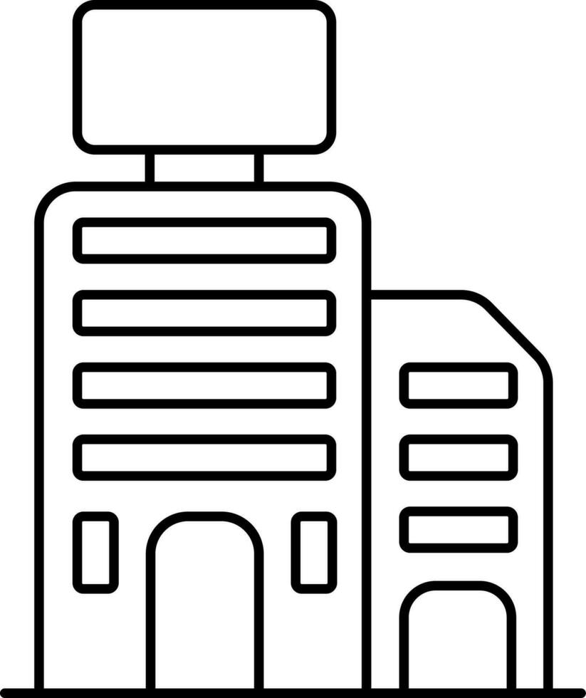 Building Icon In Black Line Art. vector