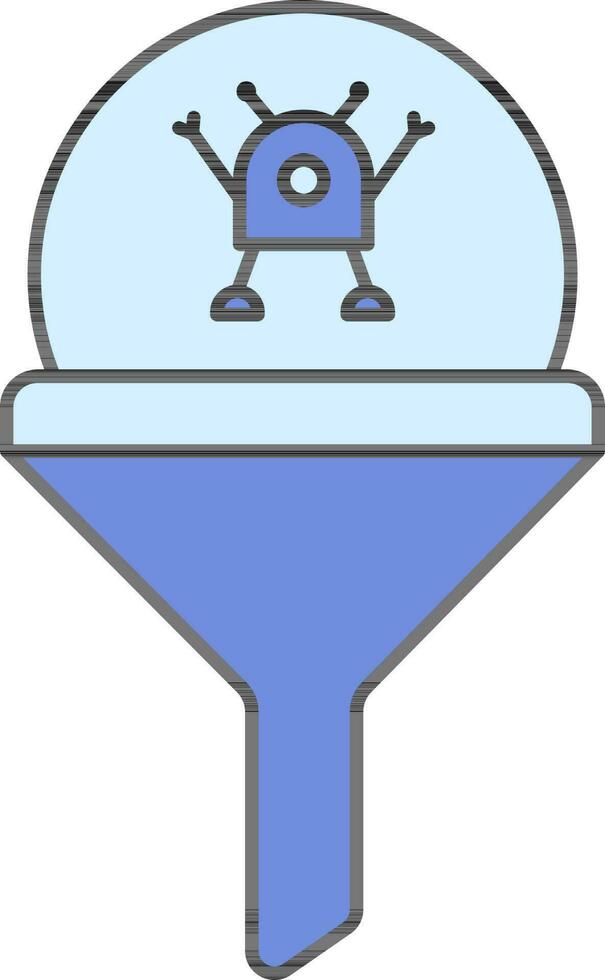 Nanobot Funnel Blue Icon In Flat Style. vector