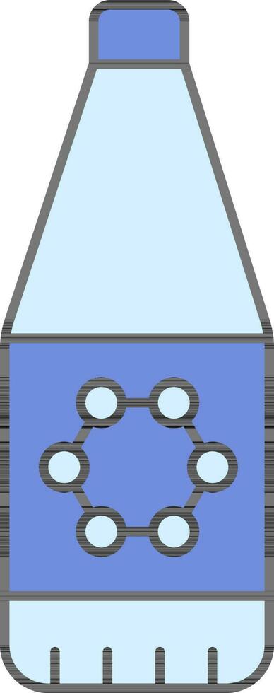 plano estilo molécula botella azul icono. vector