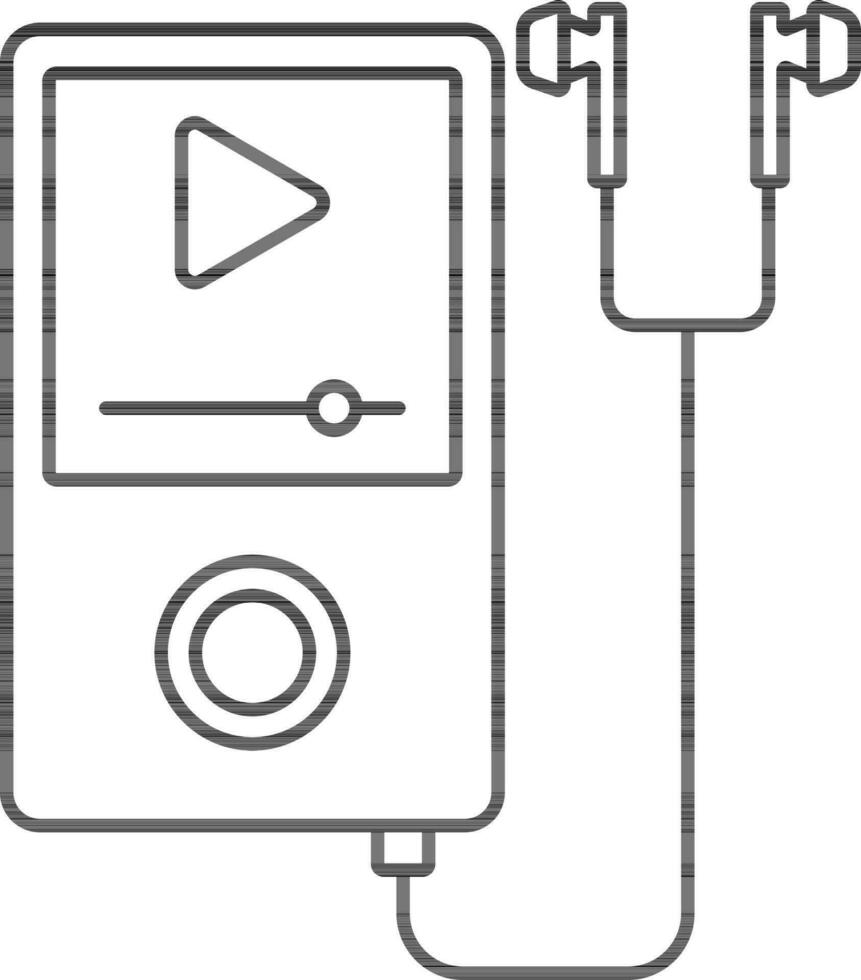 Ipod With Earphones Icon In Line Art. vector