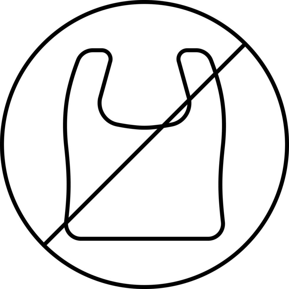 No Plastic Bag Icon In Black Line Art. vector