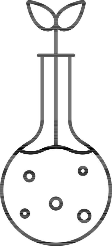 Leaves Plant In Test Beaker Line Art Icon. vector