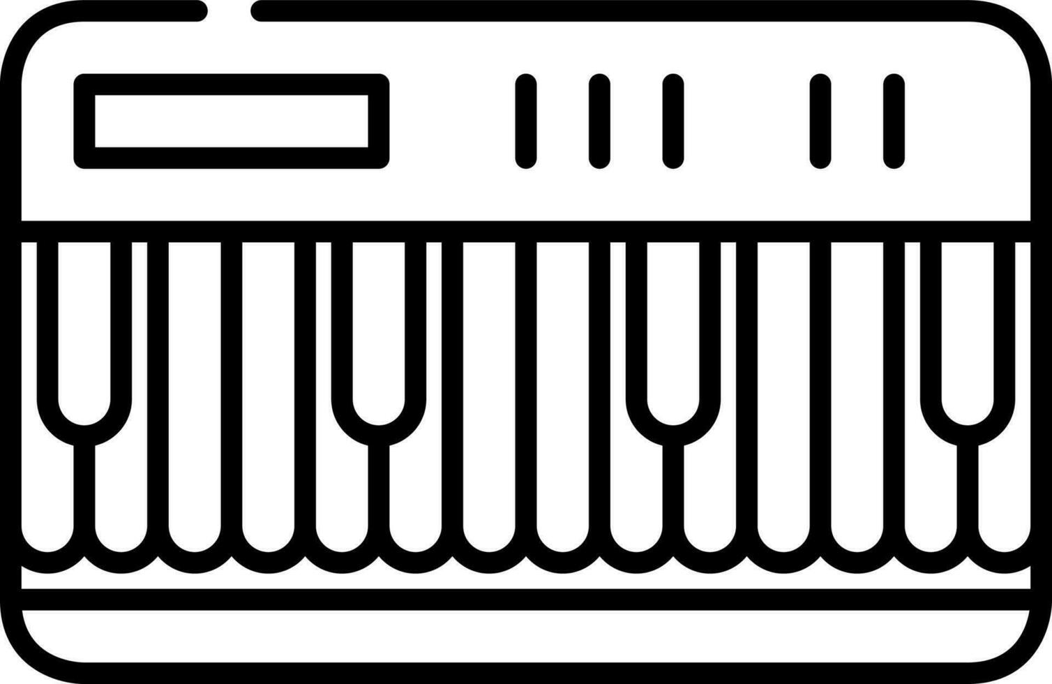 Piano Or Midi Keyboard Icon In Black Outline. vector