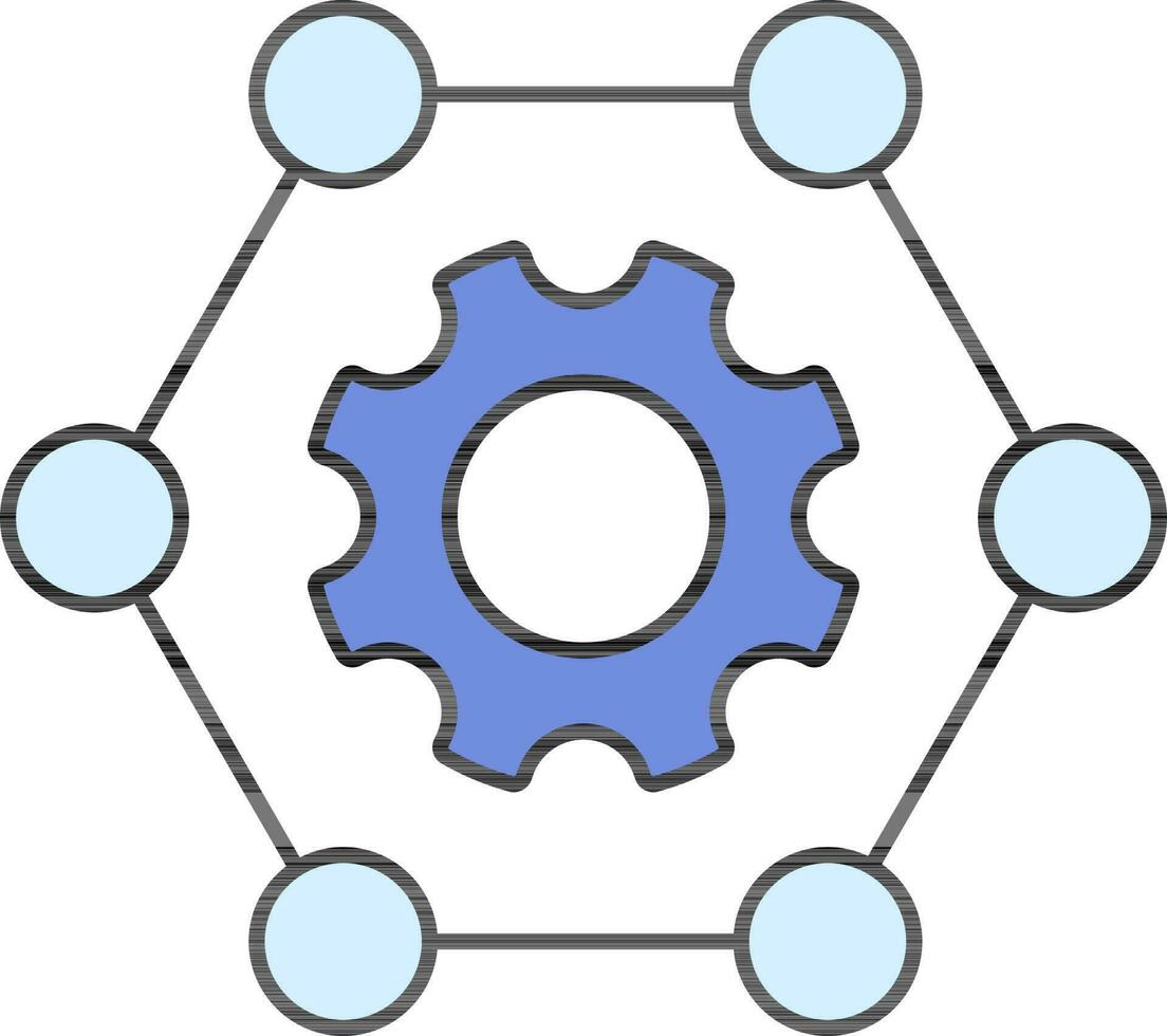 Molecule Or Cells Setting Icon In Blue Color. vector