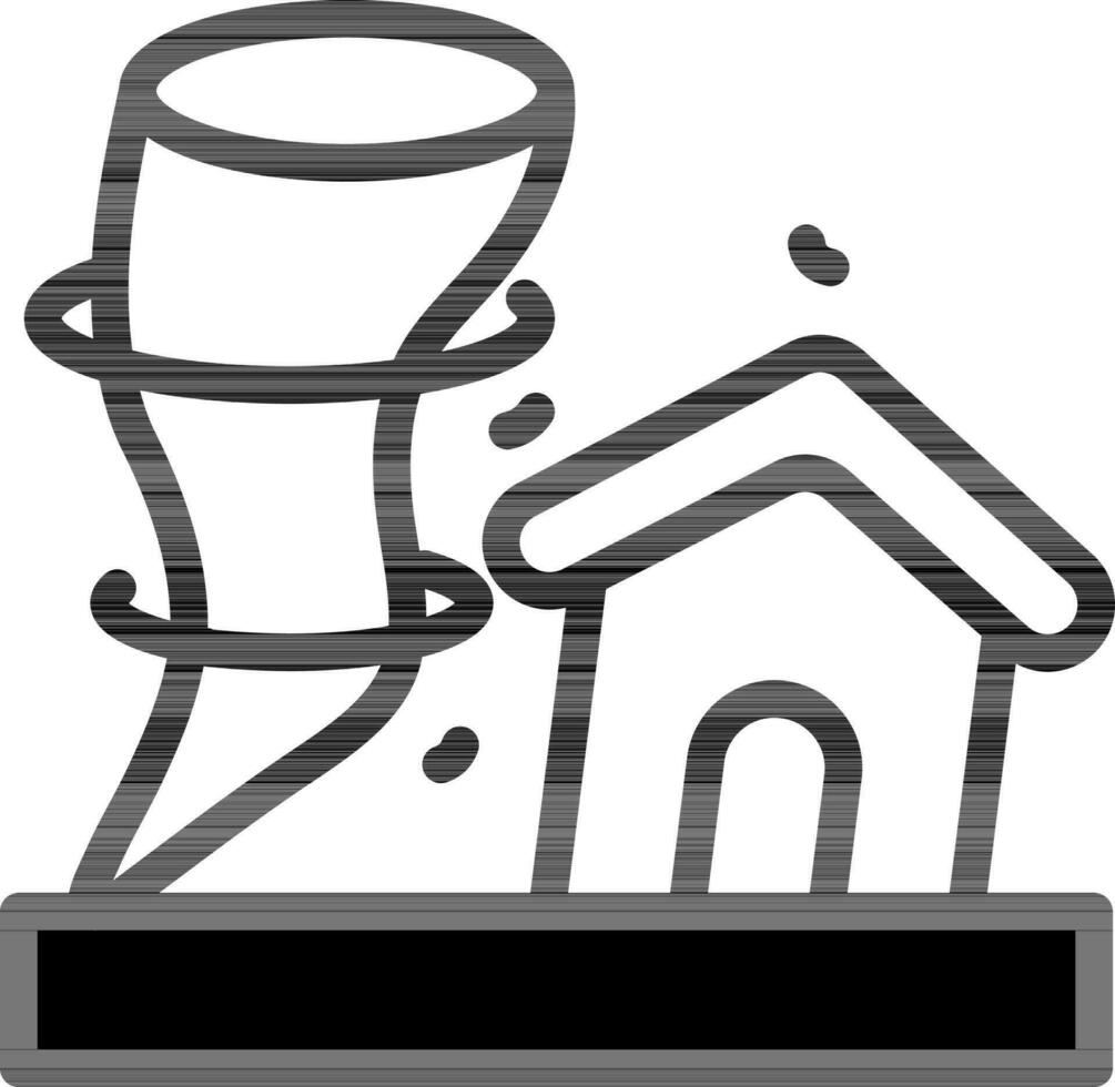 Isolated Hurricane or Tornado Home Icon in Black And White Color. vector