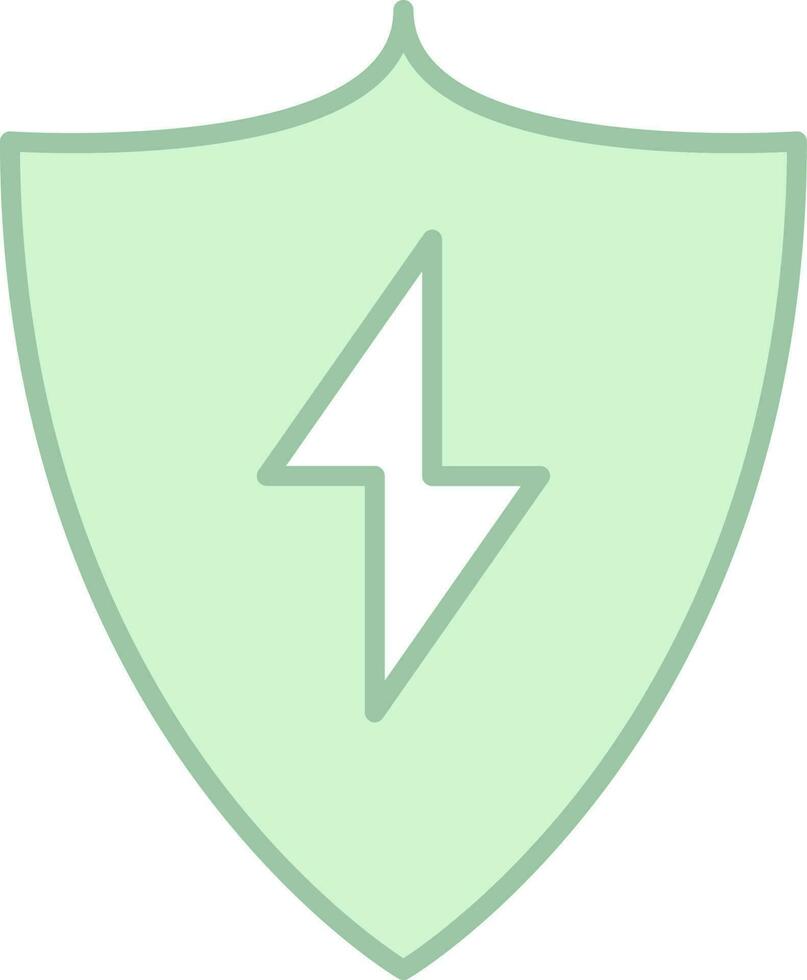 Green And White Electric Shield Icon Or Symbol. vector