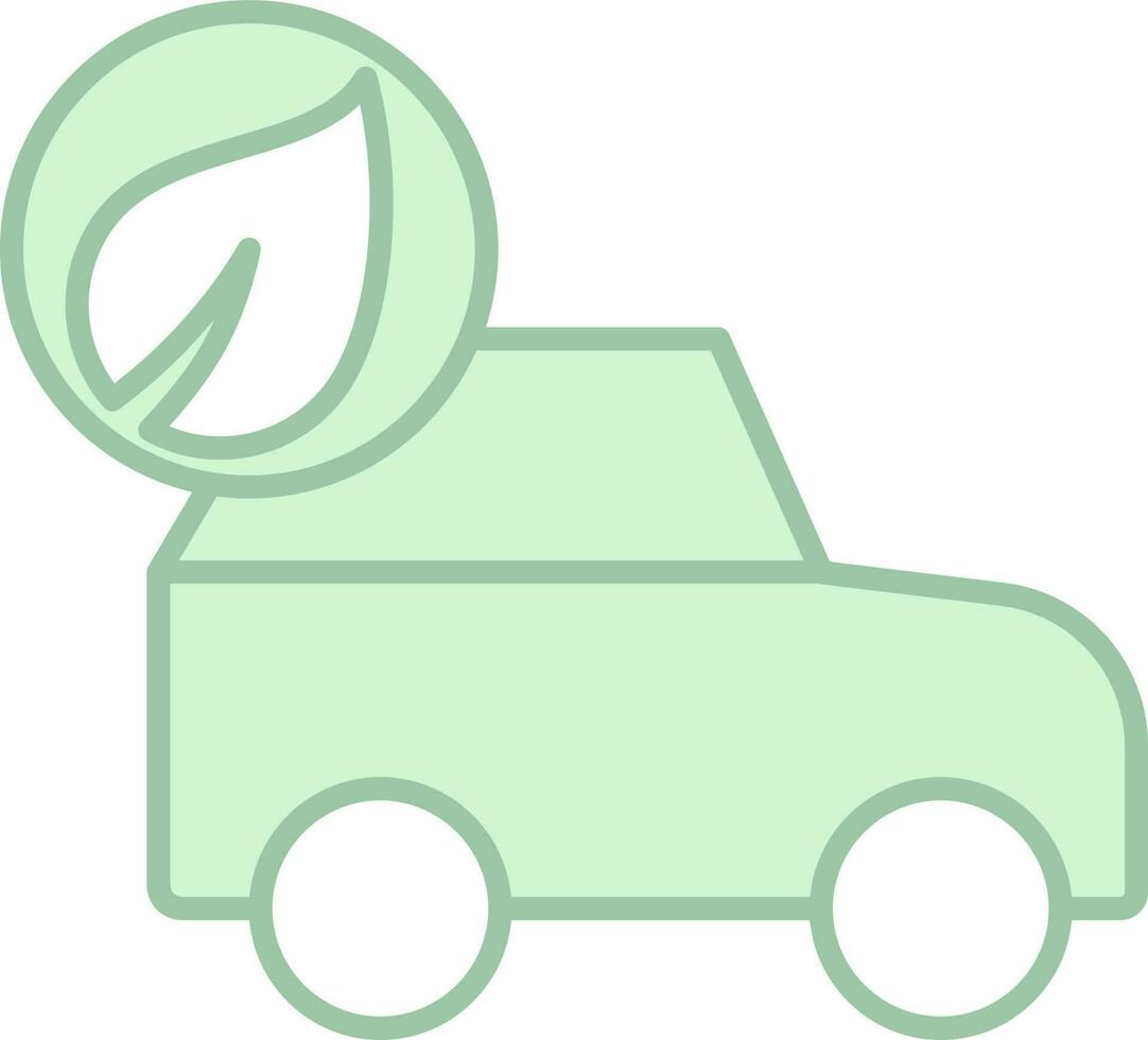 aislado eco coche icono en verde y blanco color. vector