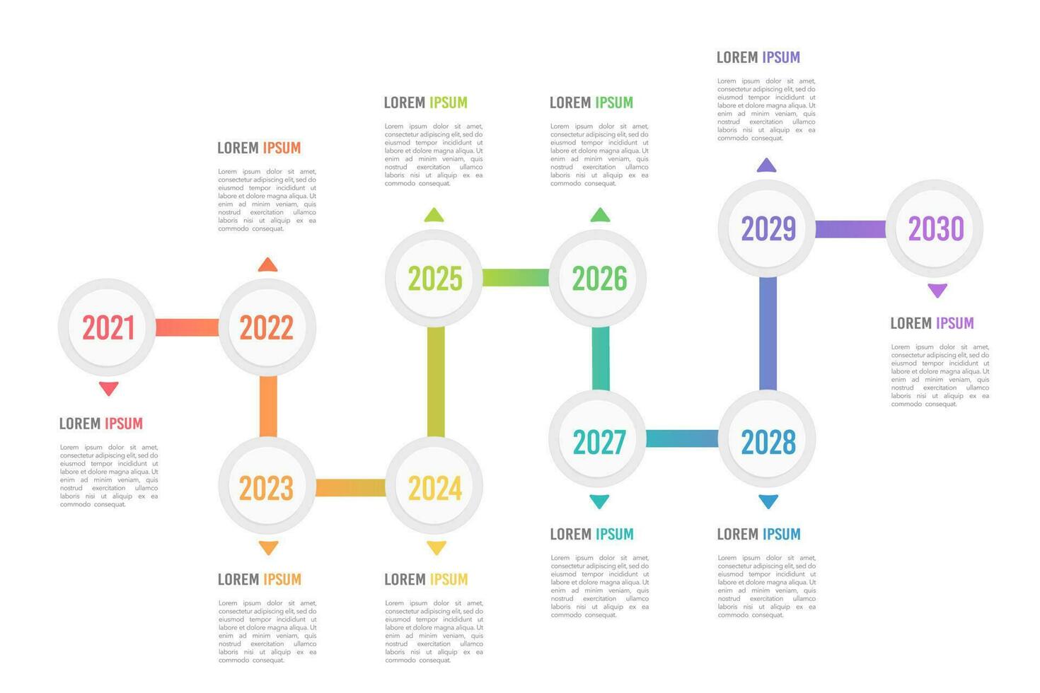 Business timeline 10th anniversary. Infographic timeline, milestone, roadmap. Vector illustration.