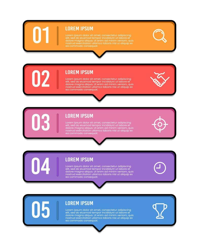 Infographics design template. Business diagram with 5 steps, options, or processes. Vector illustration.