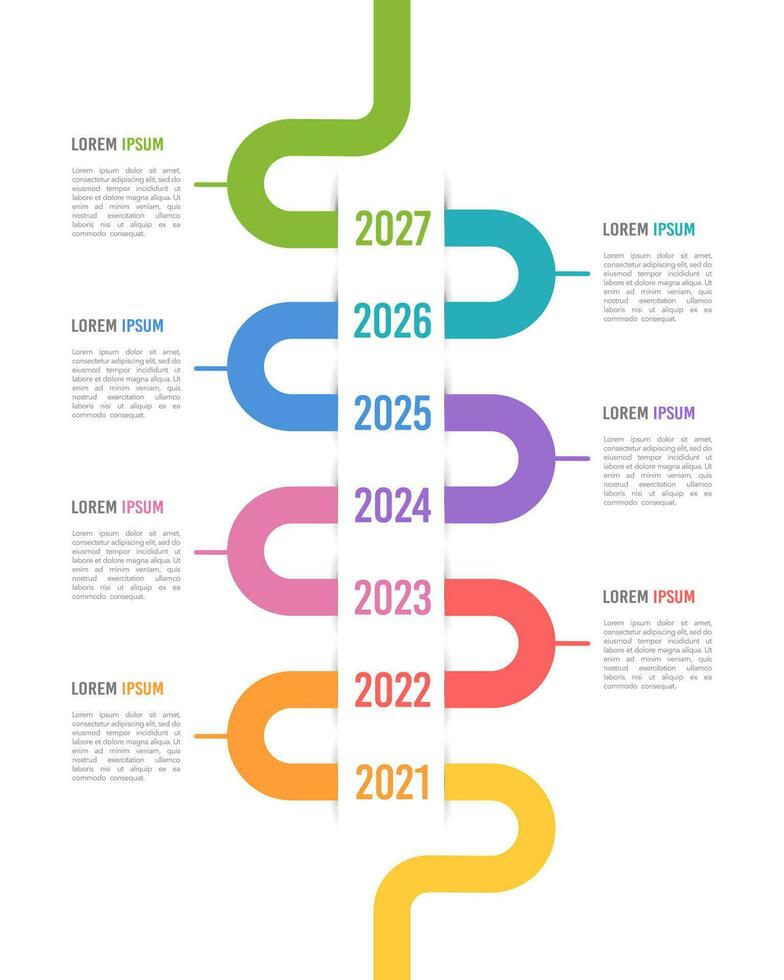 Vertical Timeline 7th Anniversary Infographic Design Template. Business templates for presentations. Vector illustration.