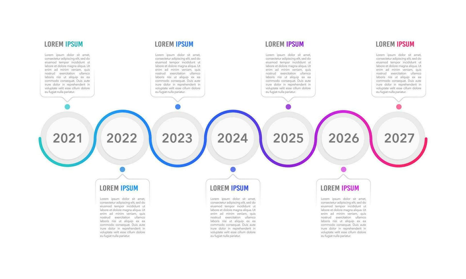 Timeline company history 7th-anniversary line wave. Business templates for presentations. Vector illustration.