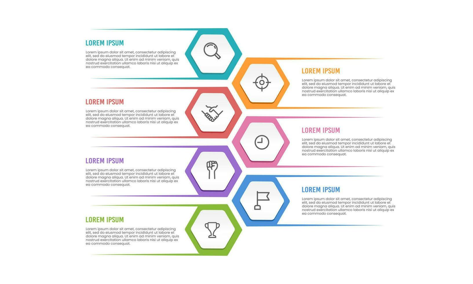 Infographics business diagram with 7 steps, options, or processes. Vector illustration.