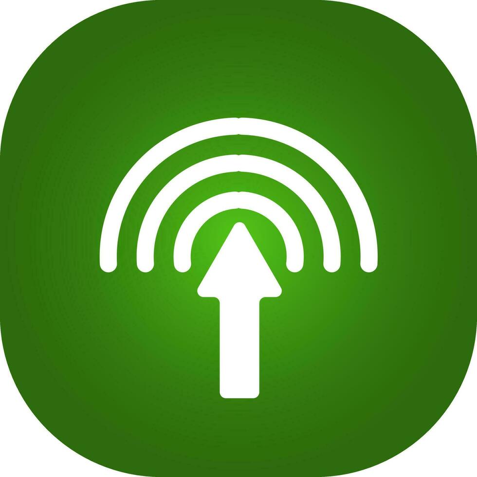 Square Style Upload Arrow Icon In Green And White Color. vector