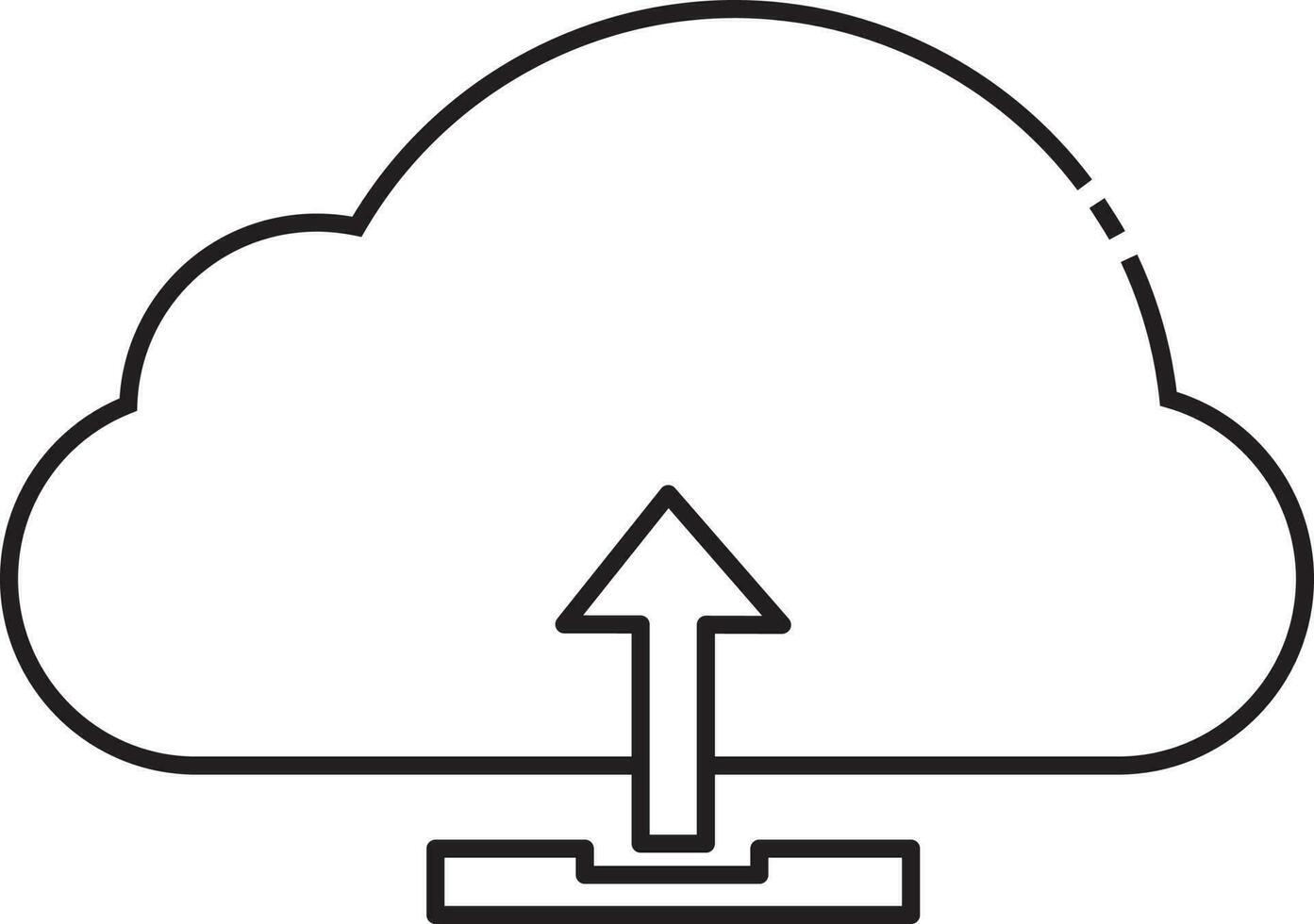 Cloud Uploading Icon In Black Outline. vector