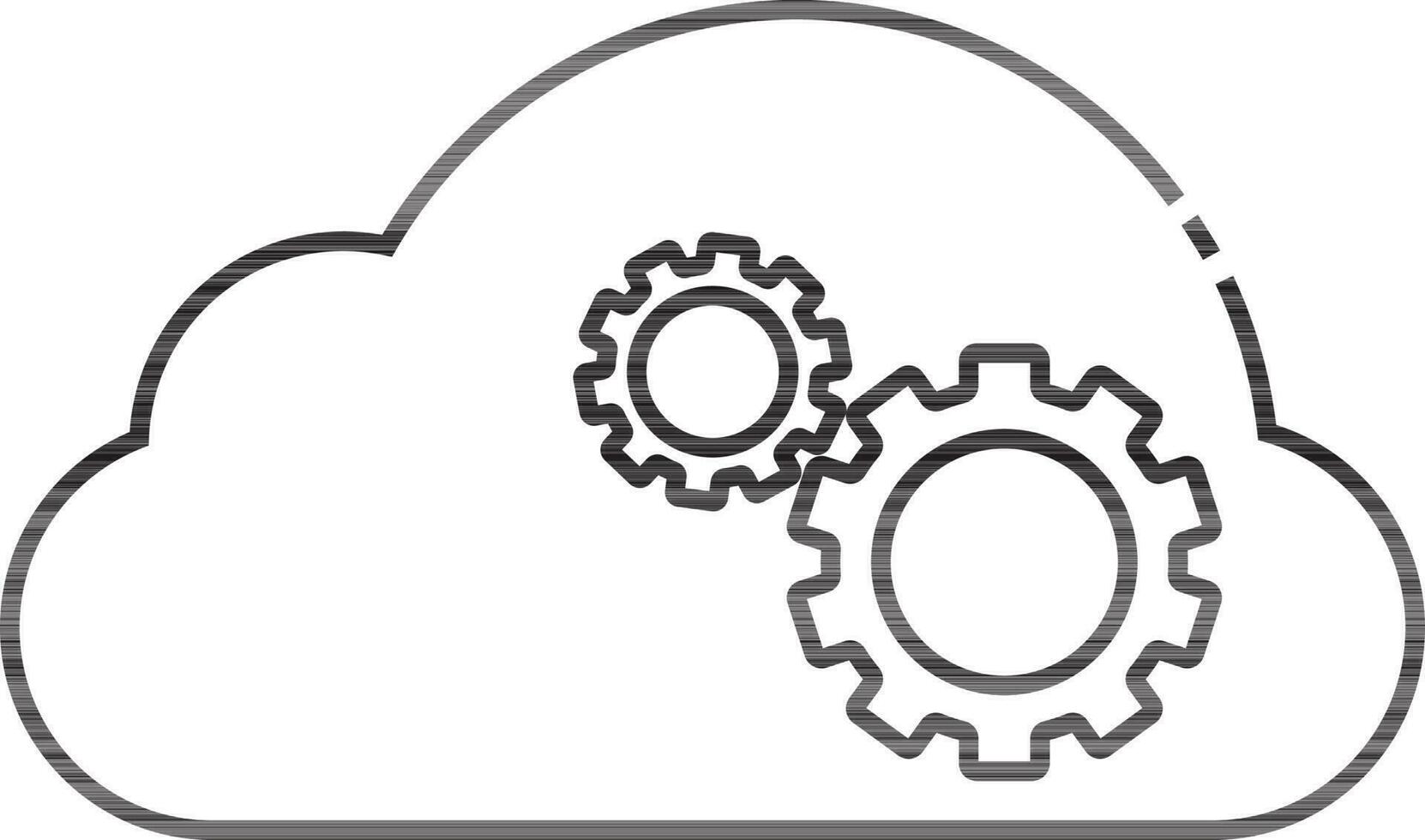 Cloud Setting Icon In Black Line Art. vector