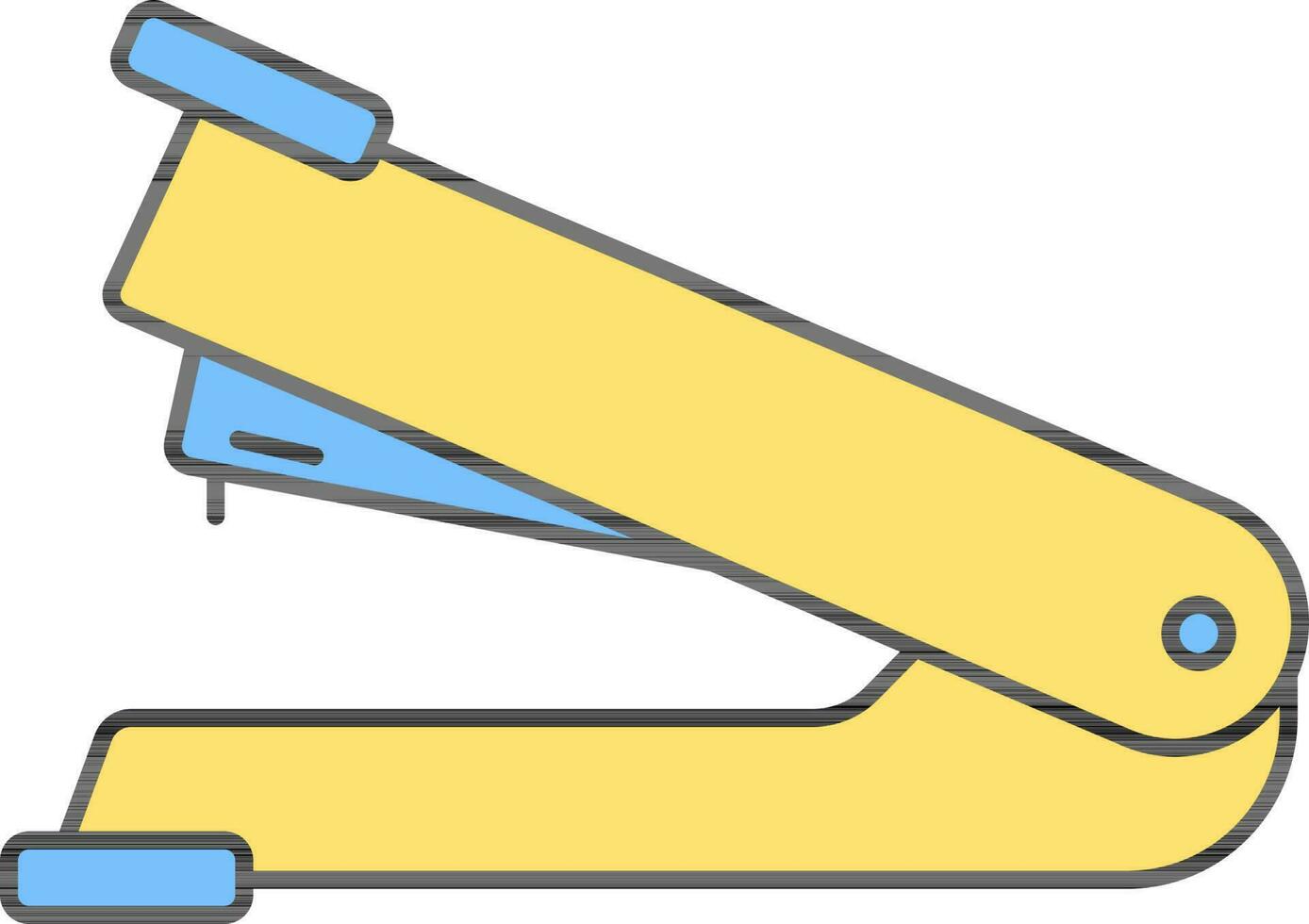 Blue And Yellow Stapler Icon In Flat Style. vector