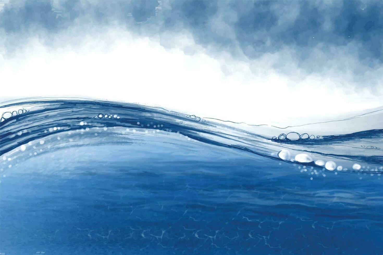 Oceano submarino azul ola antecedentes vector