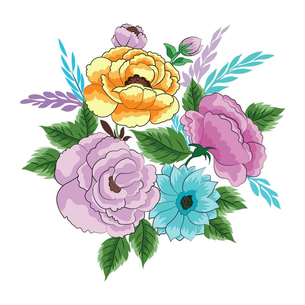 Beautiful decorative bunch of flowers card design vector