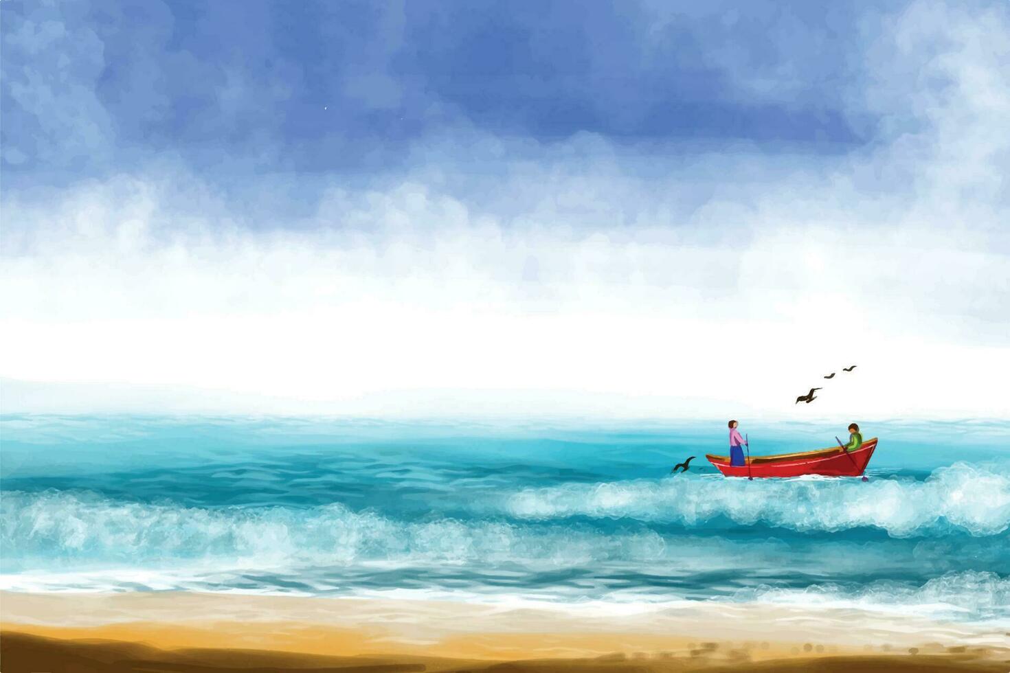 mar olas mundo Oceano día antecedentes ilustración vector
