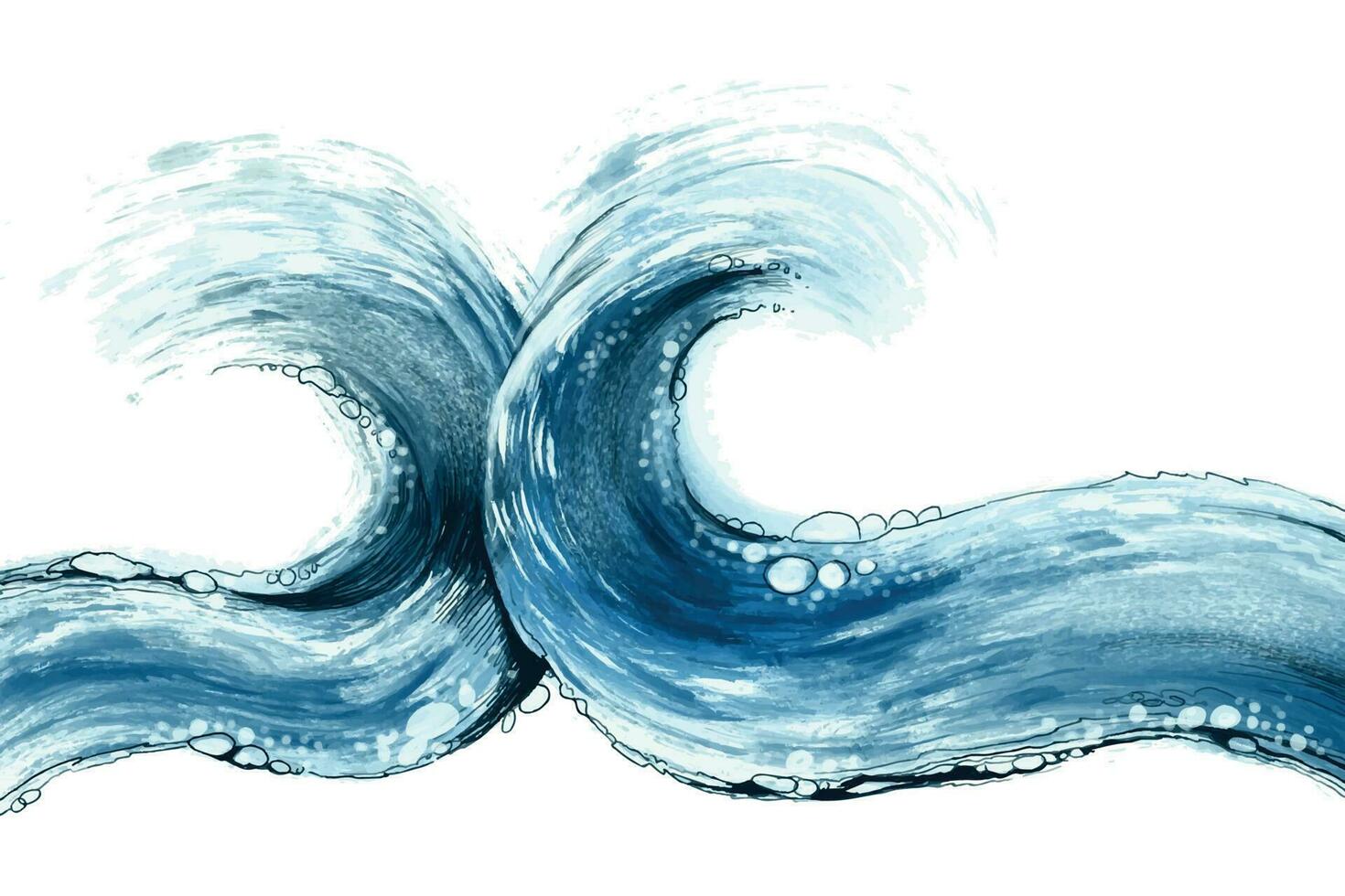 Sea wave underwater world ocean day background vector