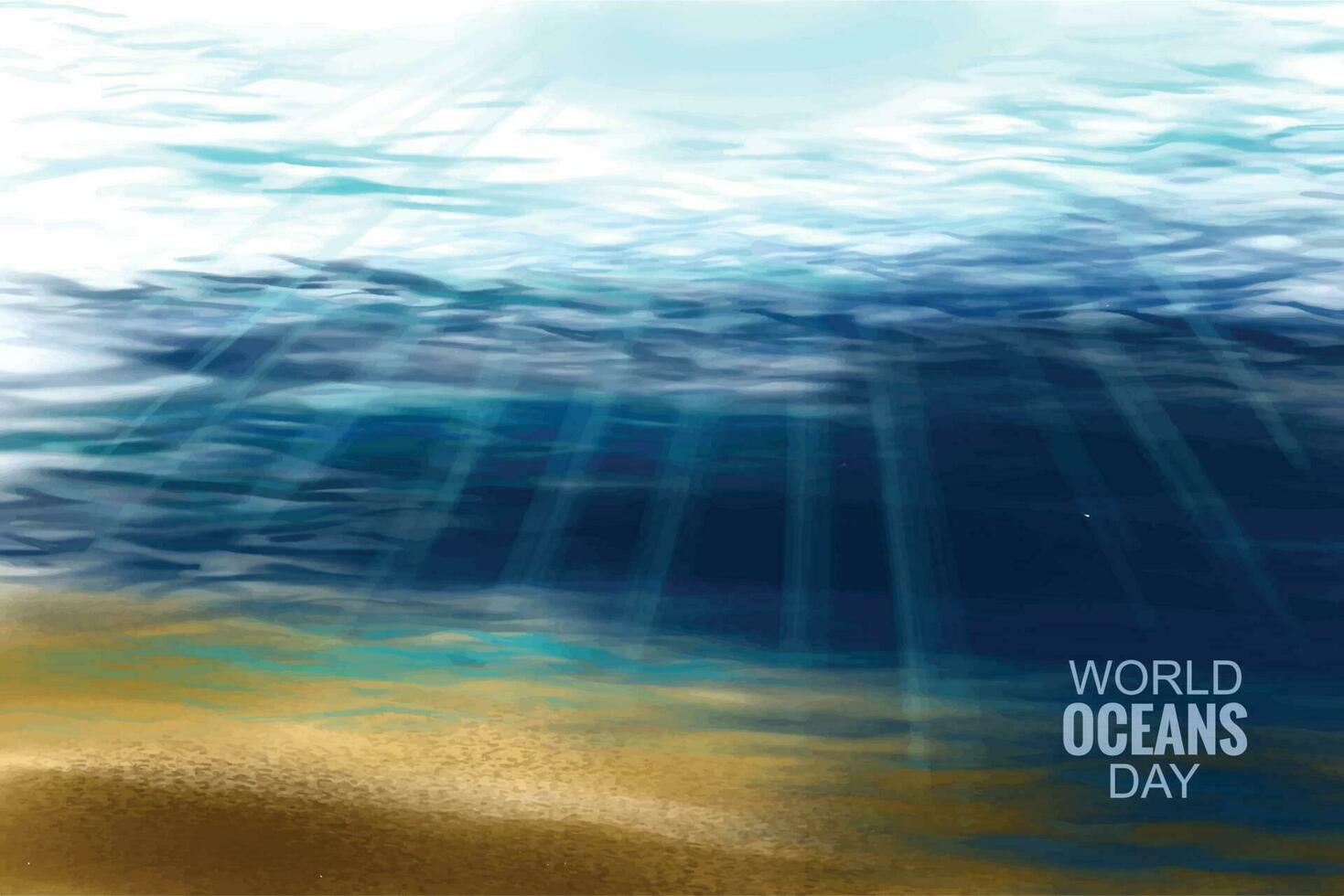 Sea waves under water world ocean day background vector