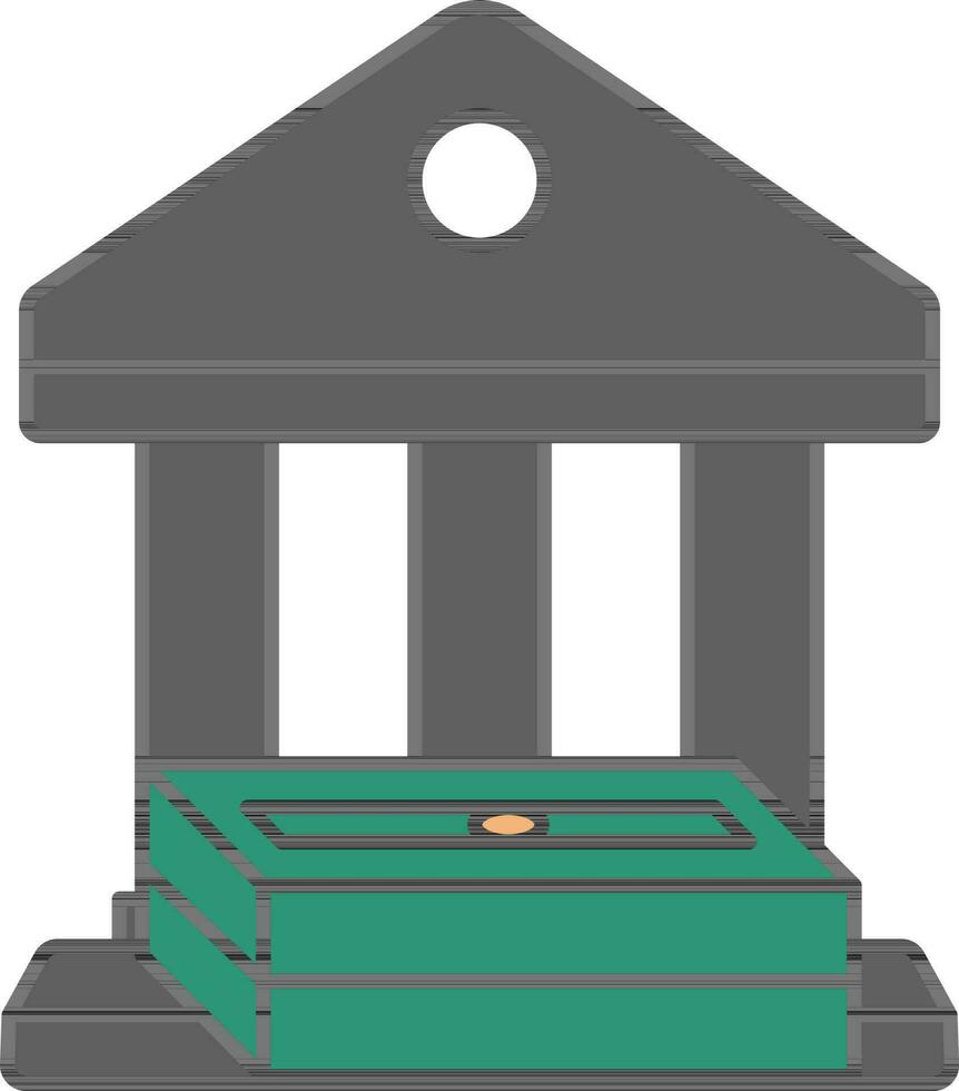 plano estilo efectivo en banco gris y verde icono. vector