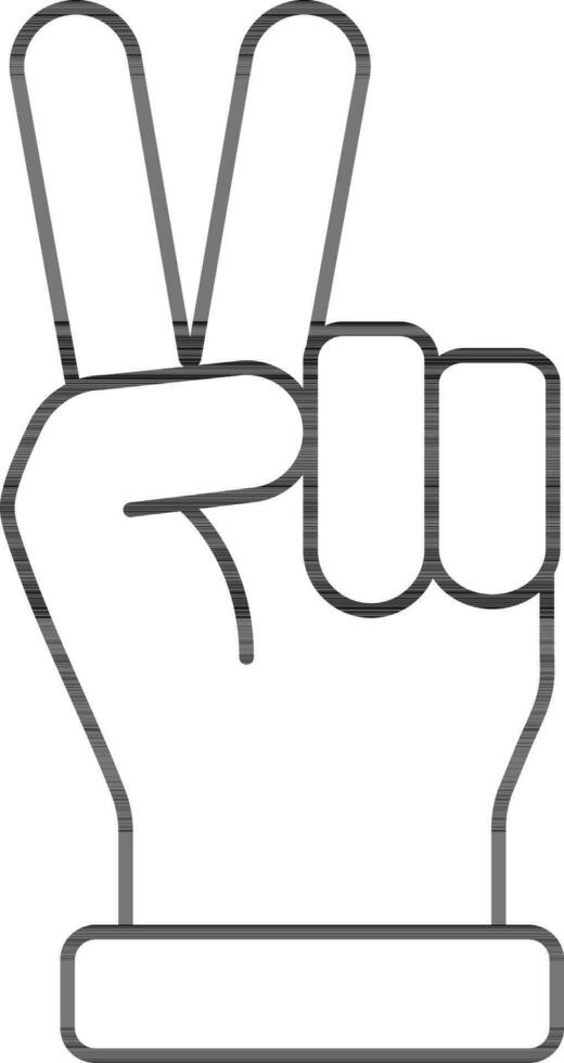 Peace Hand Icon In Black Line Art. vector