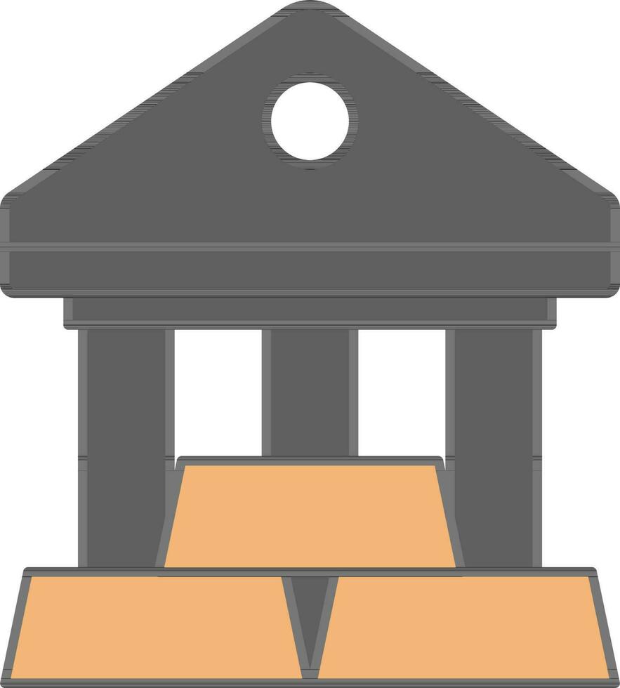 Gold Bricks With Bank Icon In Grey And Orange Color. vector