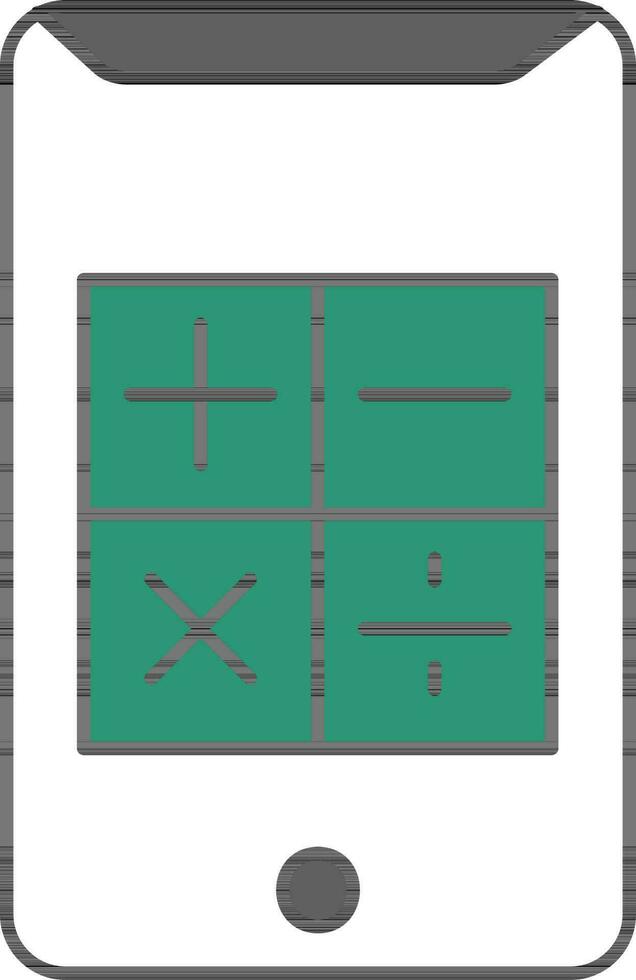 Calculator In Mobile Green And White Icon. vector